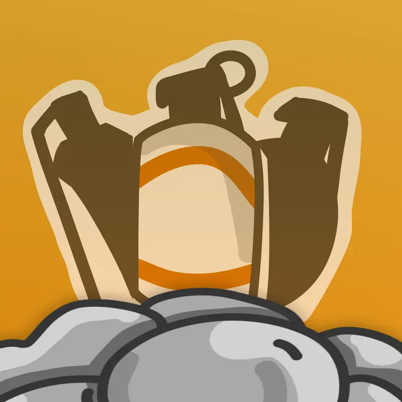 The CS2 Tricks channel avatar: a cartoon smoke grenade between two dark rock shapes on an amber background, with grey stones along the bottom.